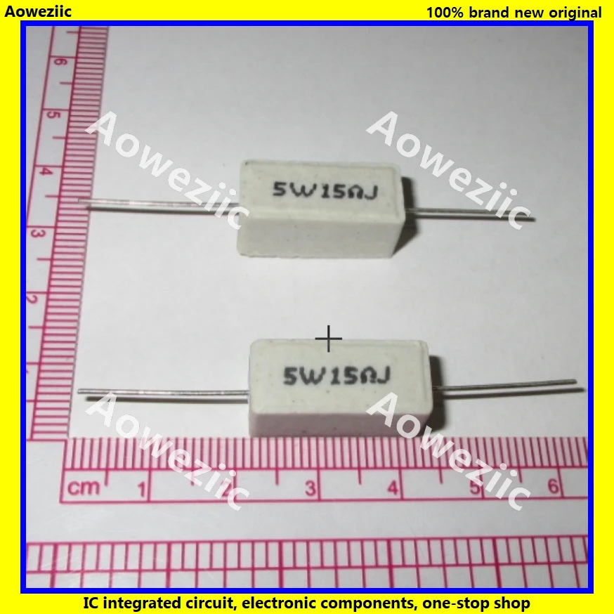 10 Chiếc RX27 Ngang Xi Măng Chịu 5W 15 Ohm 15R 15RJ 5W15RJ Gốm Chống Độ Chính Xác 5% Công Suất Kháng