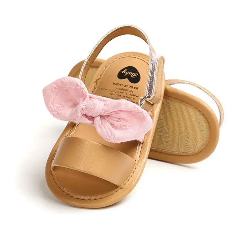 Fashion Newborn Infant Baby Girls Princess Shoes Bowknot Toddler Summer Sandals PU Non-slip Shoes 0-18M