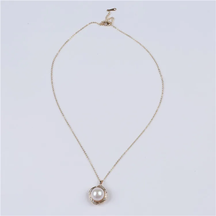 fashion gold plated nacklace real pearls pendant necklace for women