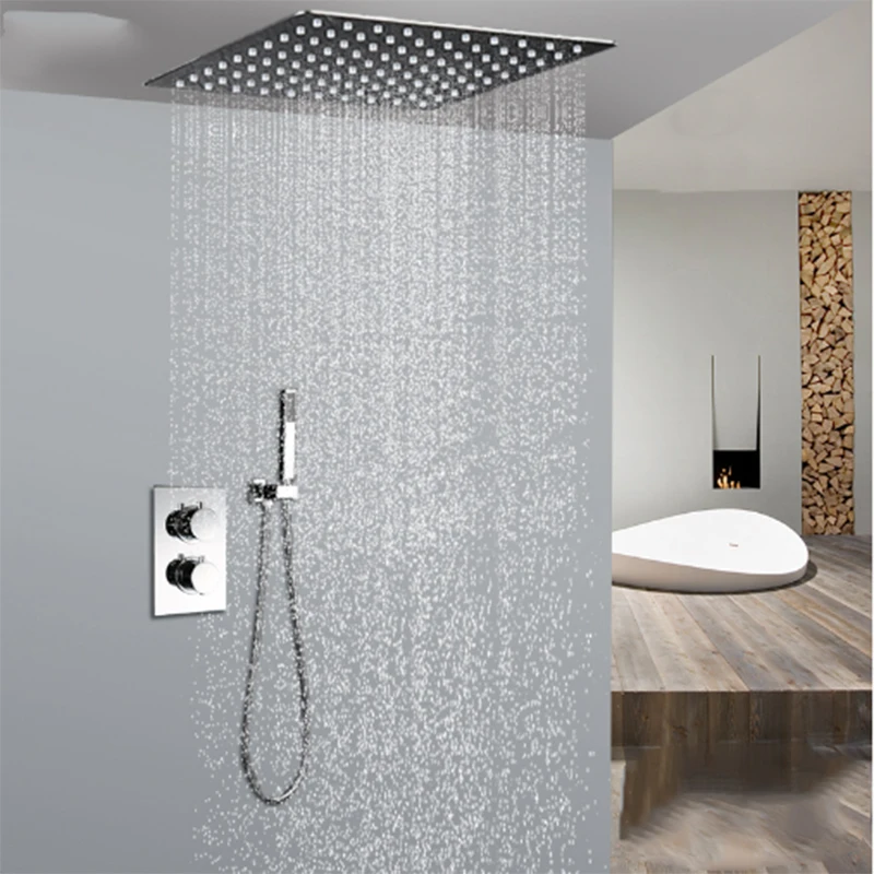 10" Thermostatic Shower Set Rainfall Shower Head Ceiling Mounted Hight Quality Brass Bath & Shower Faucet thermostat water mixer