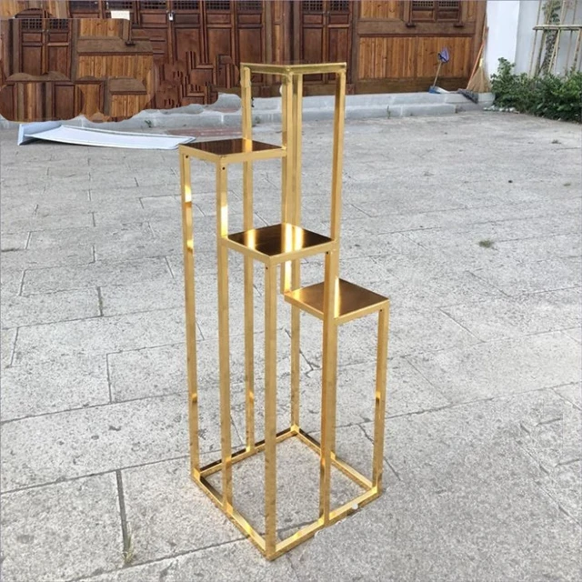 3pcs) Metal Centerpiece Gold vase  Iron Flower Stand centerpieces Candle holder Gold Geometric Metal Flowers Standyudao1643