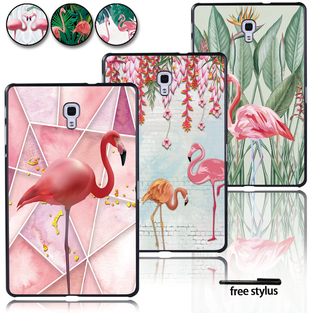 

For Samsung Galaxy Tab A T590 T595 10.5" Flamingo Pattern Plastic Tablet Protective Hard Back Shell+Stylus