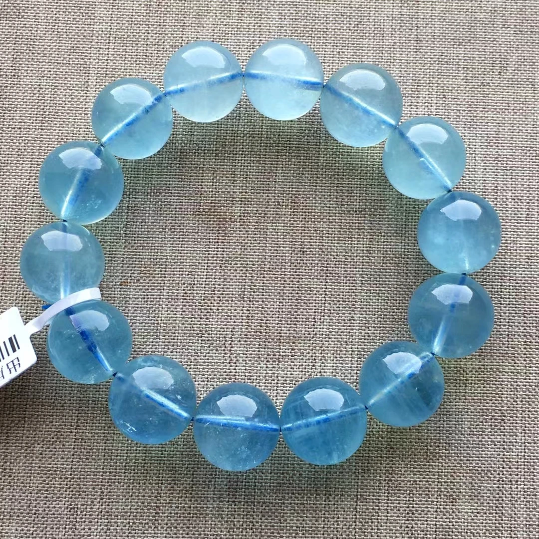 

Natural Blue Aquamarine Quartz Crystal Clear Abacus Beads Bracelet 16mm Gemstone Wealthy Stone For Women Men AAAAA