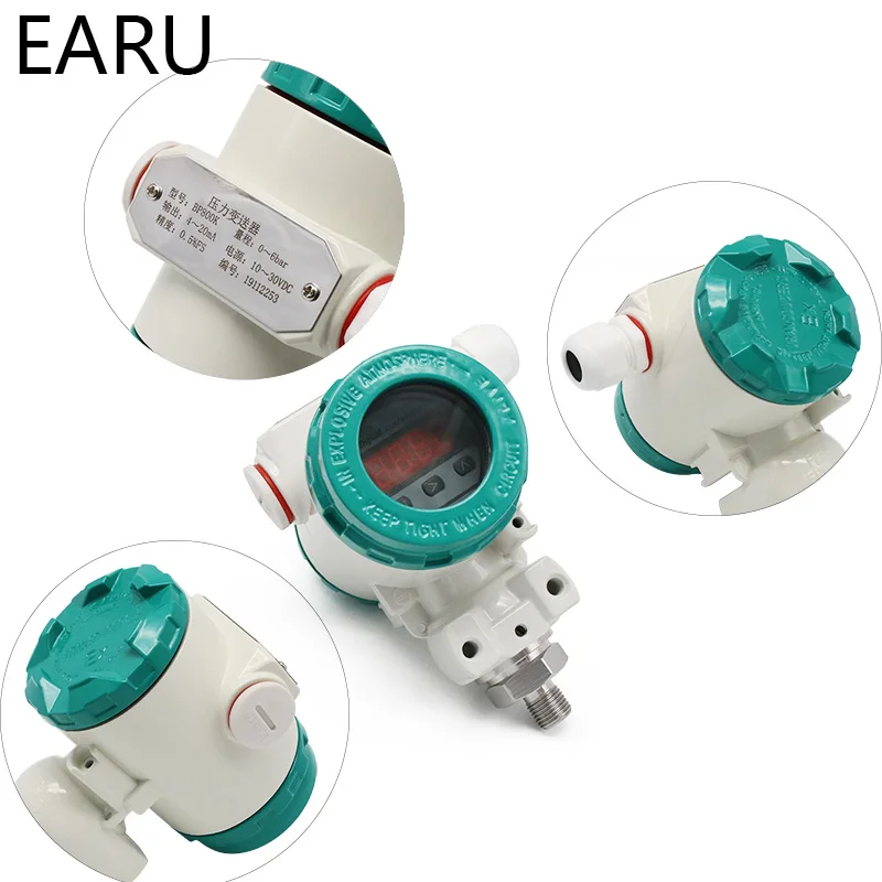 0-0.16-60Mpa Intelligent LED Display Silicon Pressure Transmitter Transducer G1/4 4-20mA Output Explosionproof Ex Anti-explosion