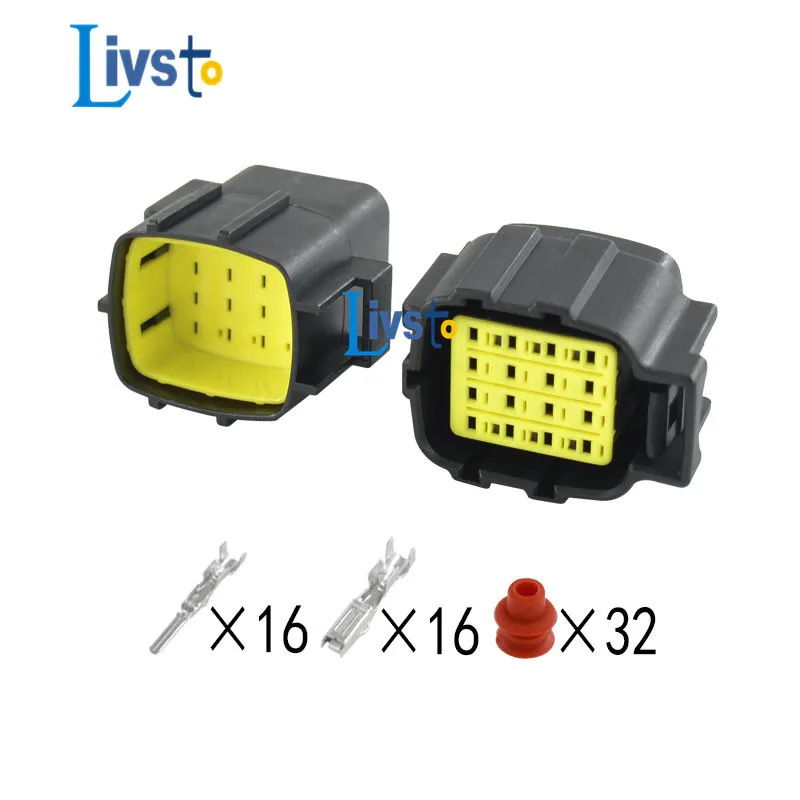 1 Set 16 Pin Tyco Denso Stecker Wasserdichte Auto Kabelbaum Stecker AMP Lampe Licht Buchse 368050-1 368047-1 368049-1