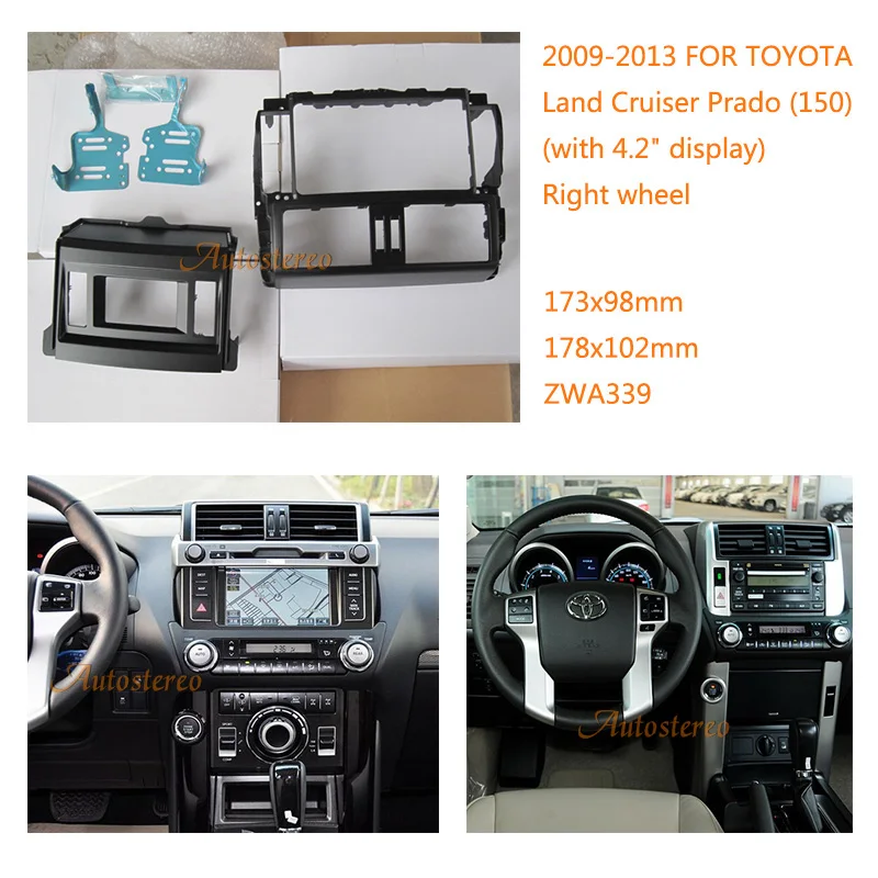 

11-339 Car Radio Fascia multimedia Frame Kit For TOYOTA Land Cruiser Prado (150) 2009-2013 with 4.2" display Facia Panel Trim