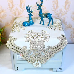 European Pastoral Cotton Cloth Hollow Embroidered Square 57cm Tablecloth Bedroom Balcony Small Table Cover Banquet Party Decor