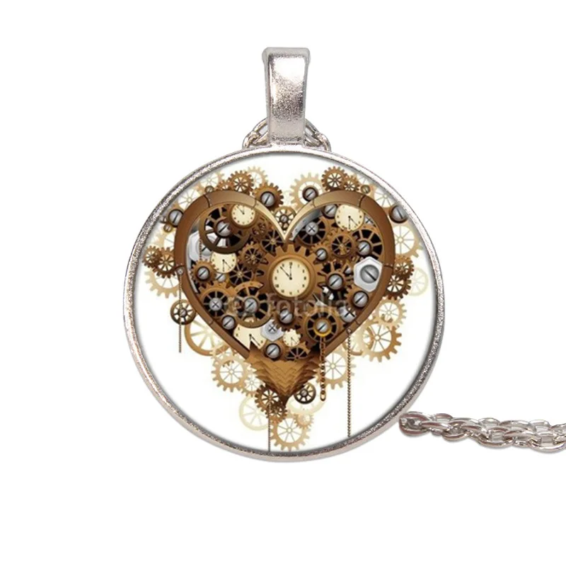 

Hot Sale Alloy Steampunk Heart Time Glass Necklace Fashion Pendant Necklace Sweater Chain For Women Gift