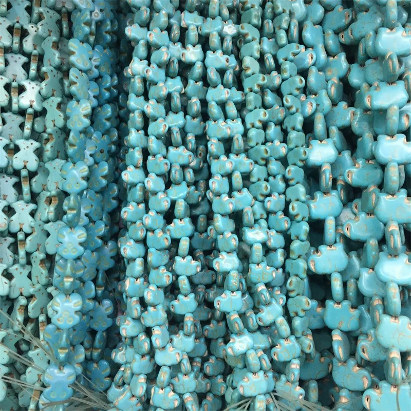 Elephant 11*15/15*20/17*21MM Blue White Mix Color Howlite Gem-stone Side Ways Flat Loose Beads DIY Woman Bracelet