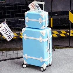 Ensemble de Valise de Voyage Rétro en ABS avec Roues, Chariot à Roulettes, Rose, Grande Capacité, Petite Valise, 20, 22, 24, 26 pouces