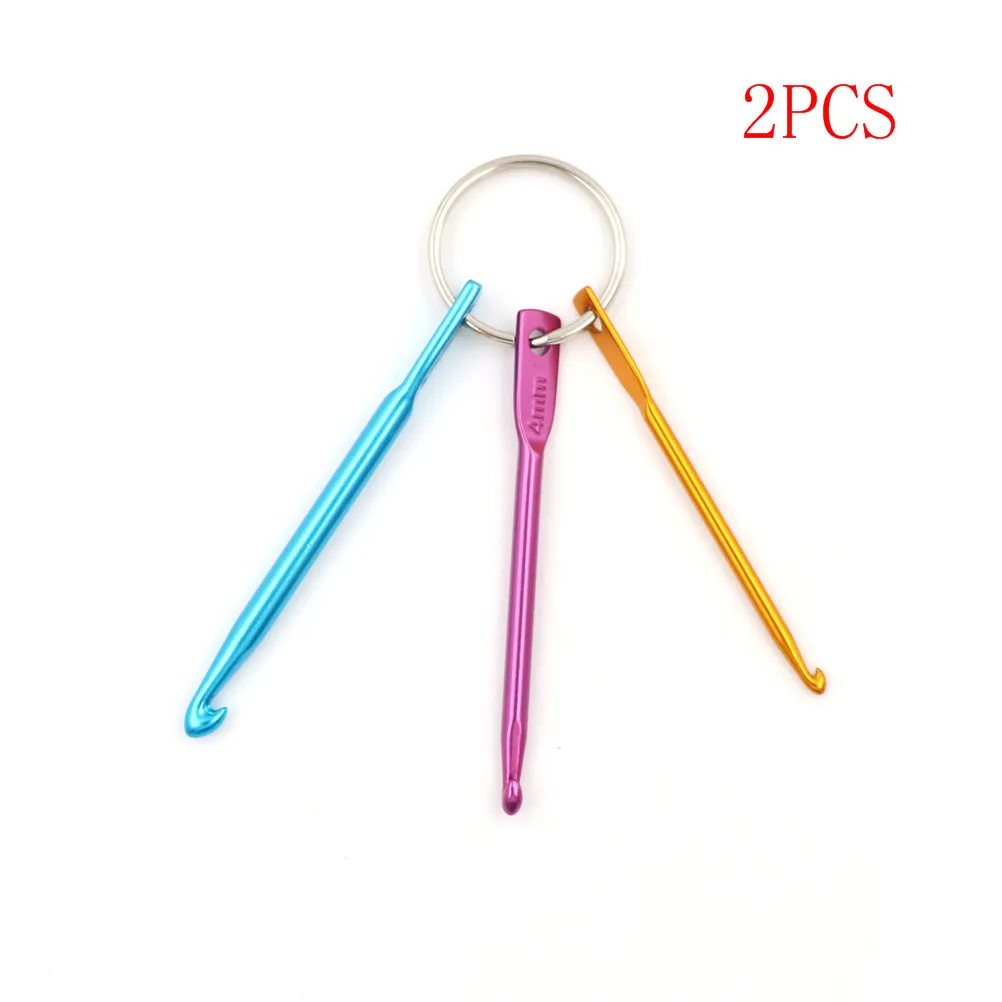 2 Set Mini Aluminum Keychain Crochet Hooks Set DIY Multicolour Crafts Tools Knitting Needles Keychains Sewing Tools
