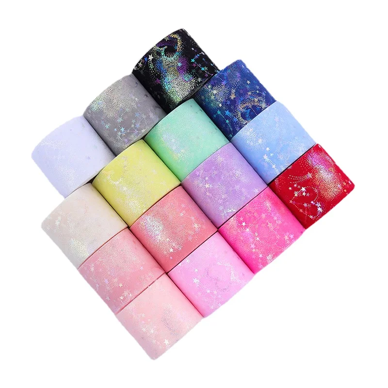 6cm 22meters Illusory Color Heart Tulle Glitter Ribbon Organza Mesh Fabric Tape DIY Craft Hair Clip Bow Supplies