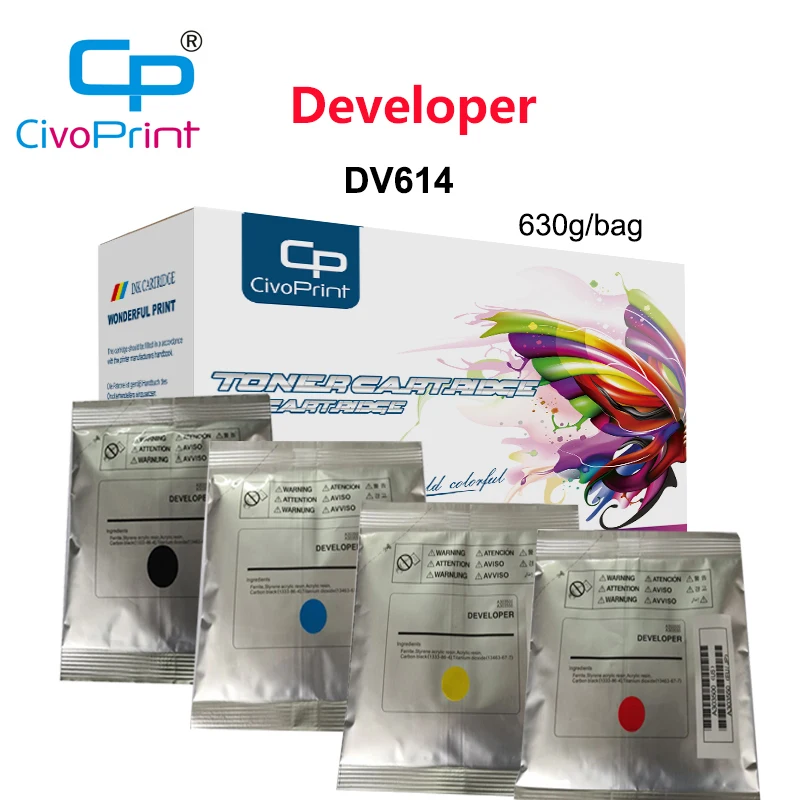 Civoprint compatible DV614 Developer for Konica Minolta bizhub 1060L 1070 2060 3080 2070 iron powder 630g/bag 4 colors