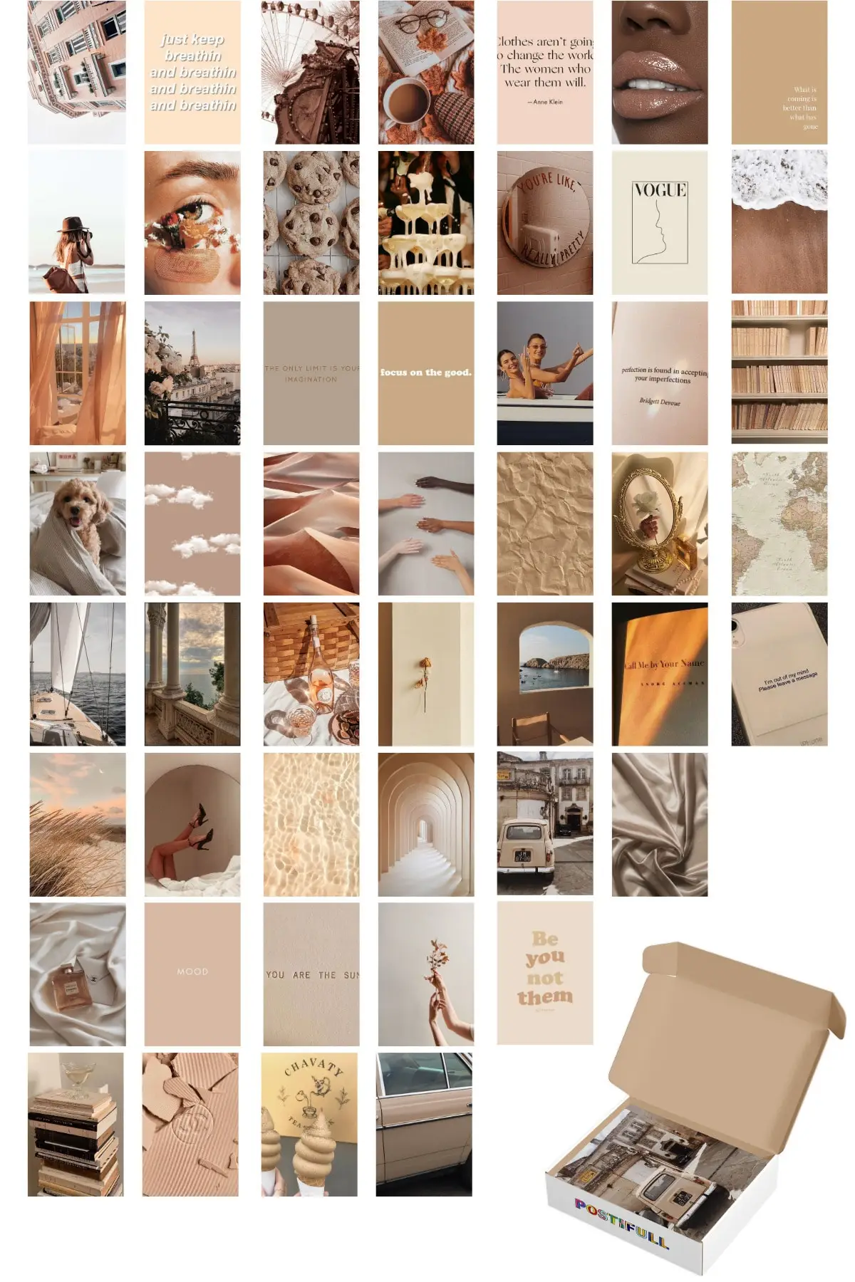 Soft Wall Poster Collage Set - 50 Pcs-Aesthetic-Simple Poster Set-10cm * 15cm-Thick Coated Paper