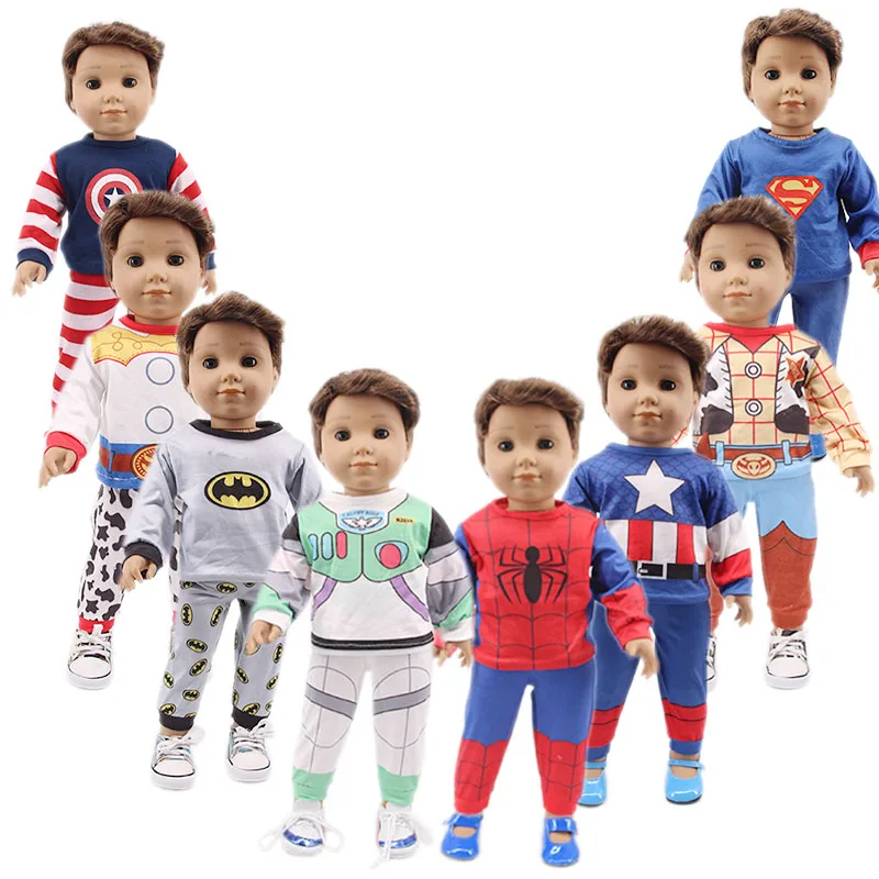 Doll Clothes 2Pcs/Set Superheros Clothes Cosplay For 18 Inch American Doll & 43 Cm New Born Baby Accessories,Logan Boy Doll Gift