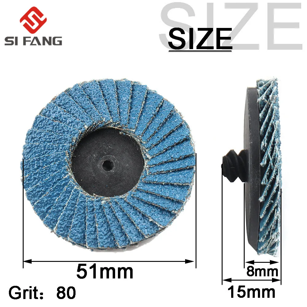 11/21 stücke 50mm Flache Professionelle Fächerscheiben Roll Lock Schleifen Schleif Räder 2 zoll Mit Halter Für Winkel schleifer Schleif Werkzeuge – Detail 5