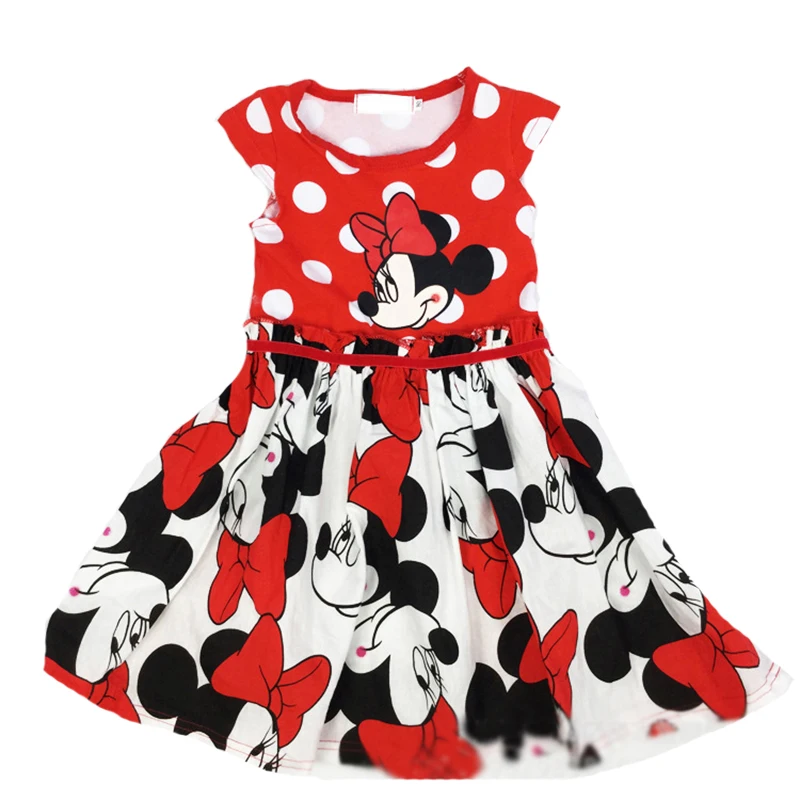 New Summer Fashion Kids Dresses Girls Sweater Mickey Cotton Flower Shirt Short Vest Big For Maotou Beach Dress