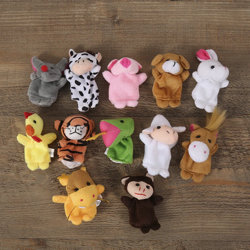 Finger Puppets Baby Mini Animal Educational Hand Fingertip Toys Cartoon Animal Christmas Plush doll Plush Toys for Children Gift