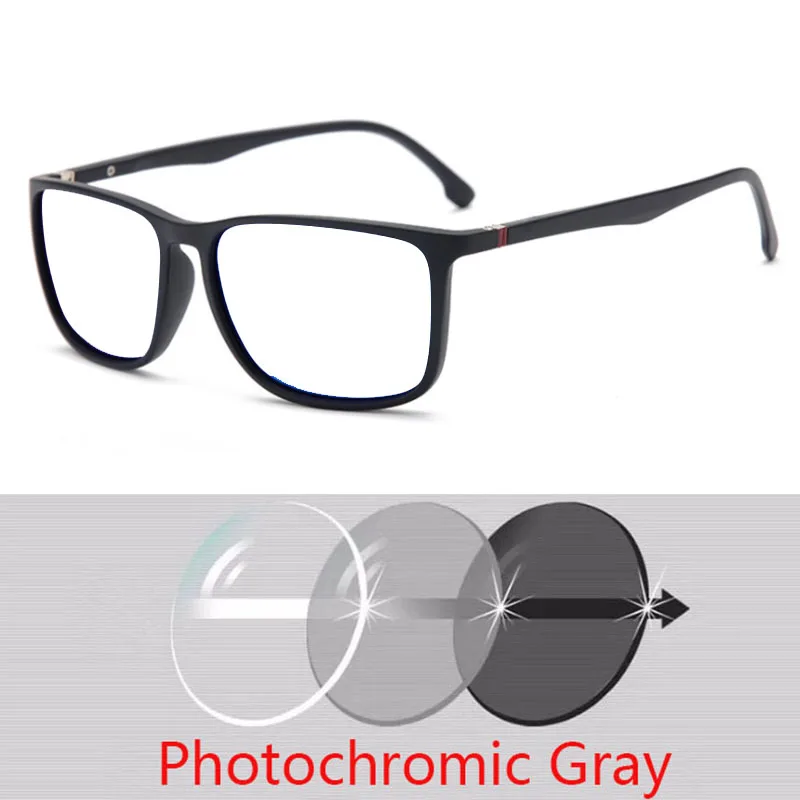 Square Glasses Men Thin Leg Minus Lens Prescription Eyewear Diopter 0 -0.5 -0.75 -1.0 To -6.0