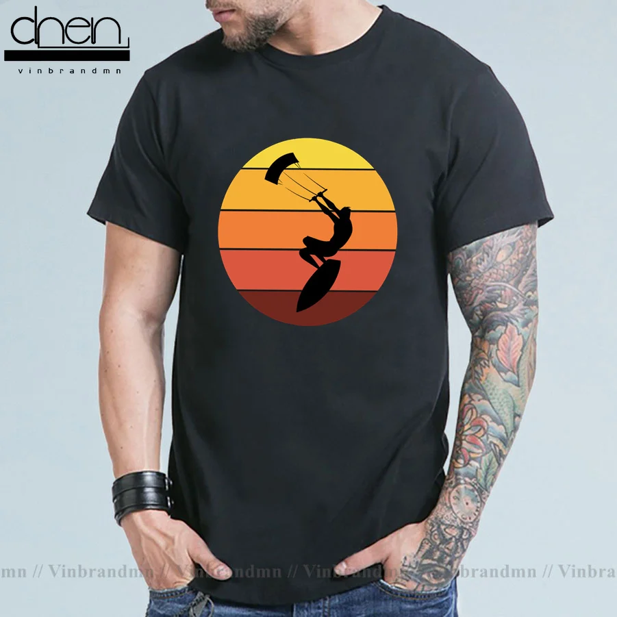 2022 Vintage Sunset Kitesurfing T-shirt Kite Surf kiteboard T shirt men Fashion Windsurf Kitesurfer tshirt Surfinger T-shirt