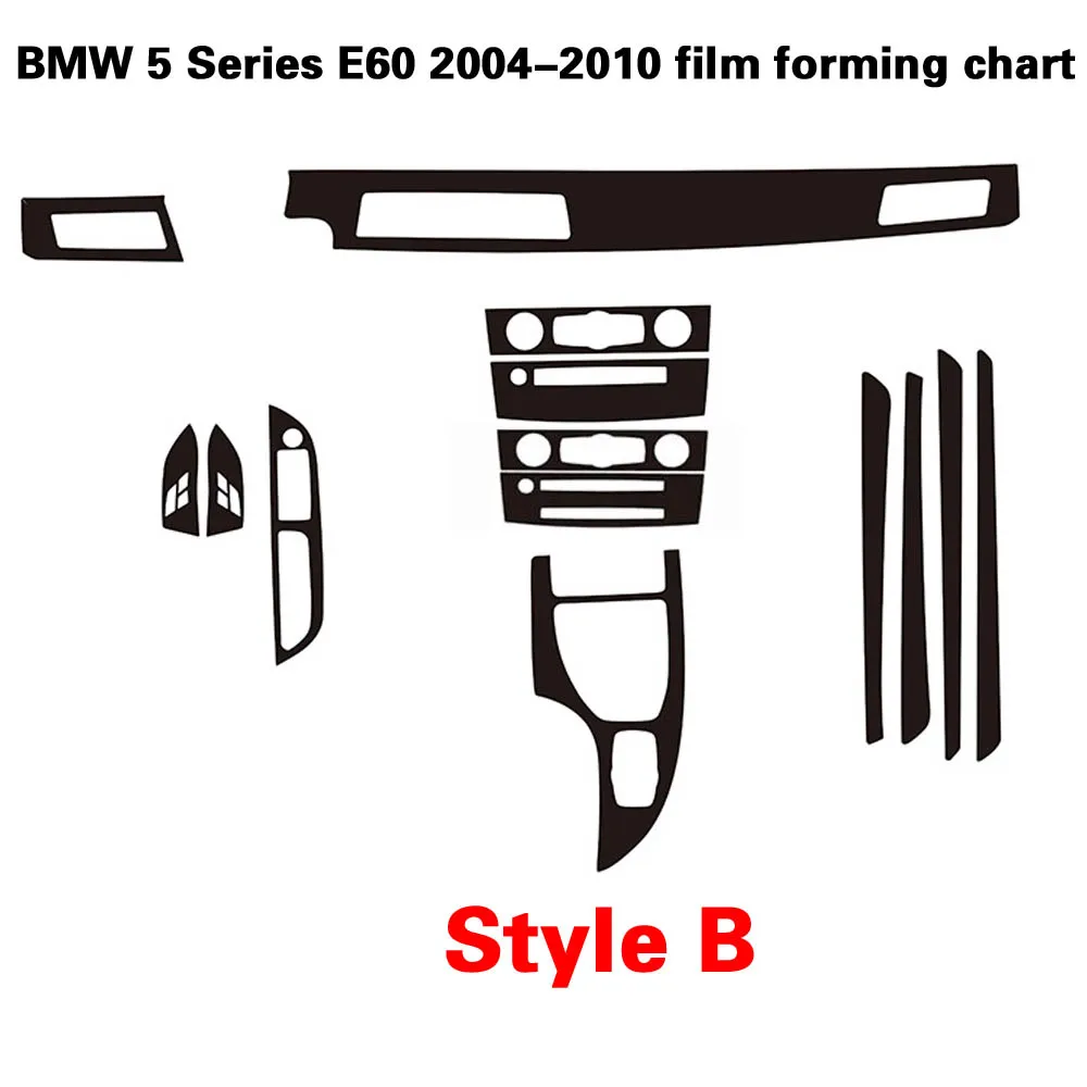 자동차 인테리어 중앙 제어 패널 도어 핸들 장식 탄소 섬유 스티커, BMW 5 시리즈 E60 2004-2010, 3D 5D 자동차 액세서리