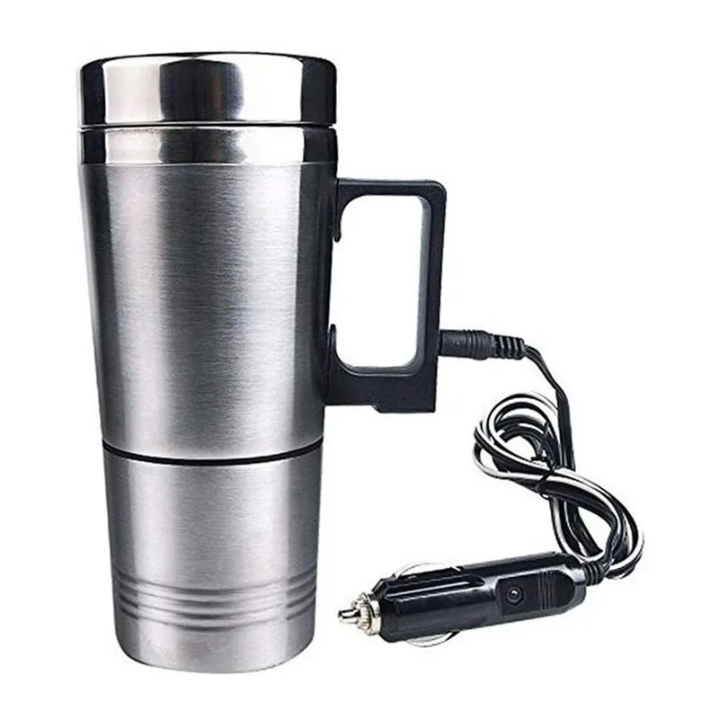 Stainless Steel Vehicle Heating Cup 12V/24V Heat Insulation Electric Car Kettle Camping Travel Kettle Water Coffee Thermal Mug