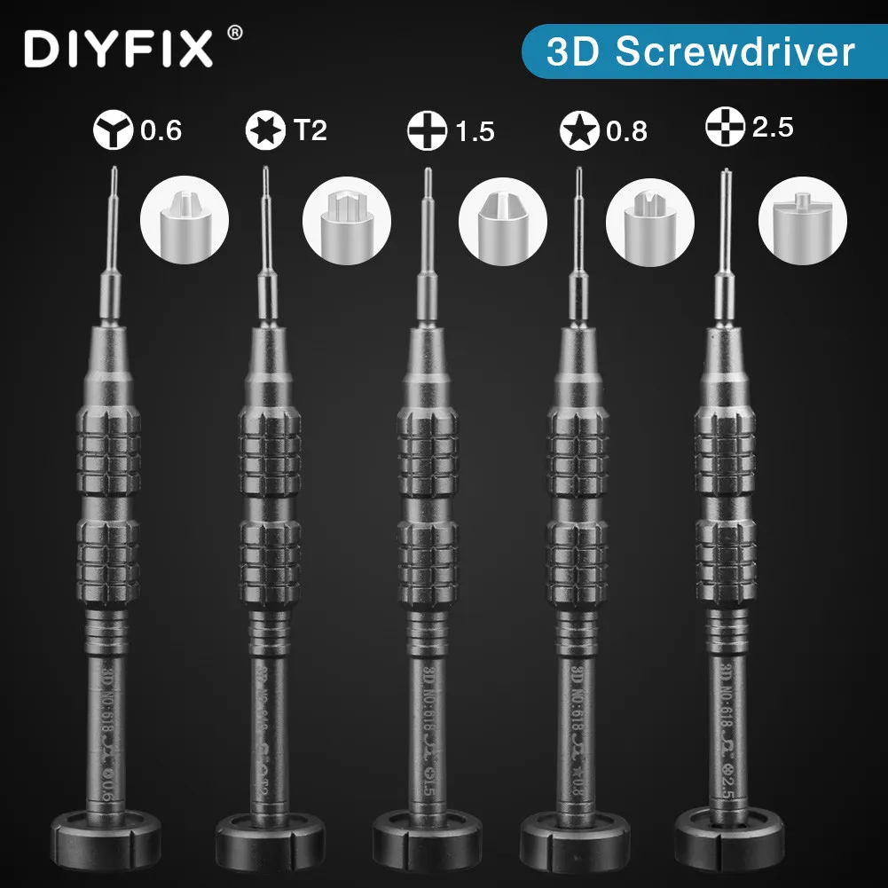 DIYFIX 5 in 1 Precision Screwdriver Set For iPhone 12 Series 3D Batch Header Phone Computer Repair Disassembly Bolt Screwdriver