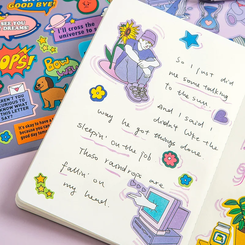 Korean Ins Cartoon Animation Creative Cute Stickers PVC Waterproof Colorful Paster Notebook Album Stationery Decorative Sticker