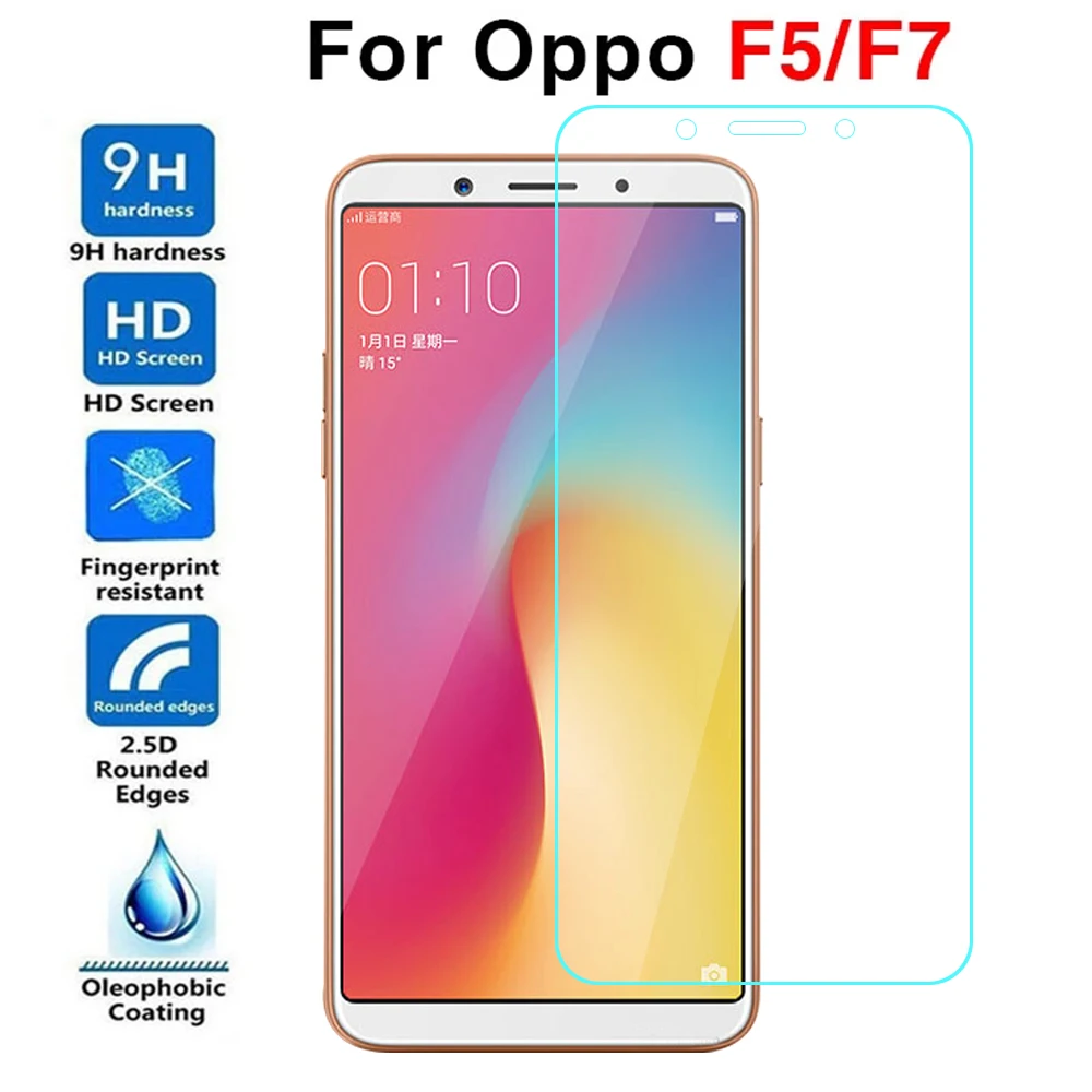 Protective Glass For Oppo F5 F7 Tempered Glas Case On For Oppo F 5 7 5f 7f Screen Protector Protect Phone Film Protection 2.5d