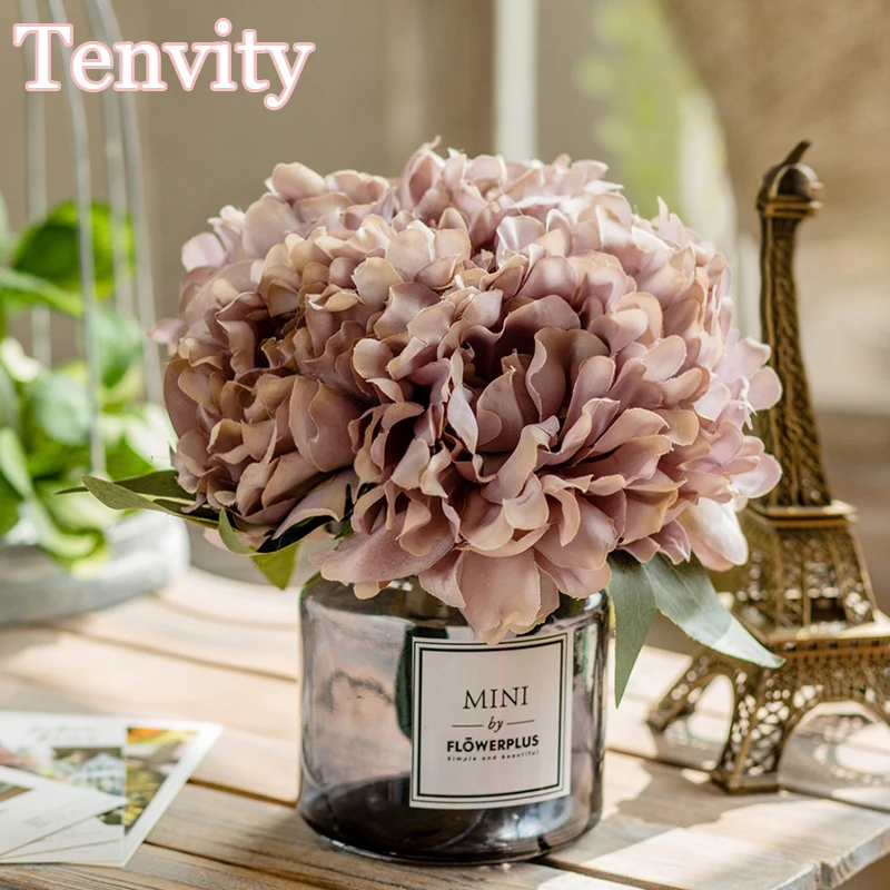 Big Peony Artificial Flowers Bouquet High Quality Coffee DIY Home Wedding Decoration Silk Large Fake Flower Hotel Reception Deck