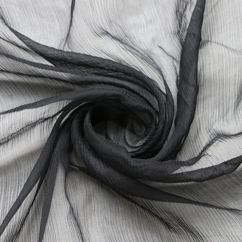 1 meter X 1.35 meter Natural White Black Silk Georgette Crepe Gauze Fabric Crinkled Yoryo Silk