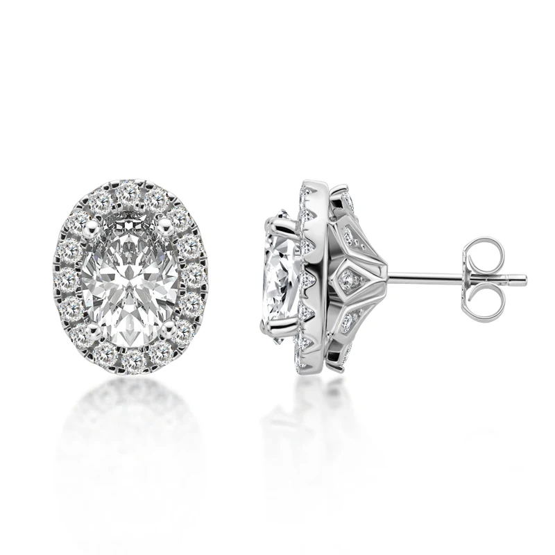 Earrings Stud For Women 925 Silver 6 Ct Oval Moissanite Earrings