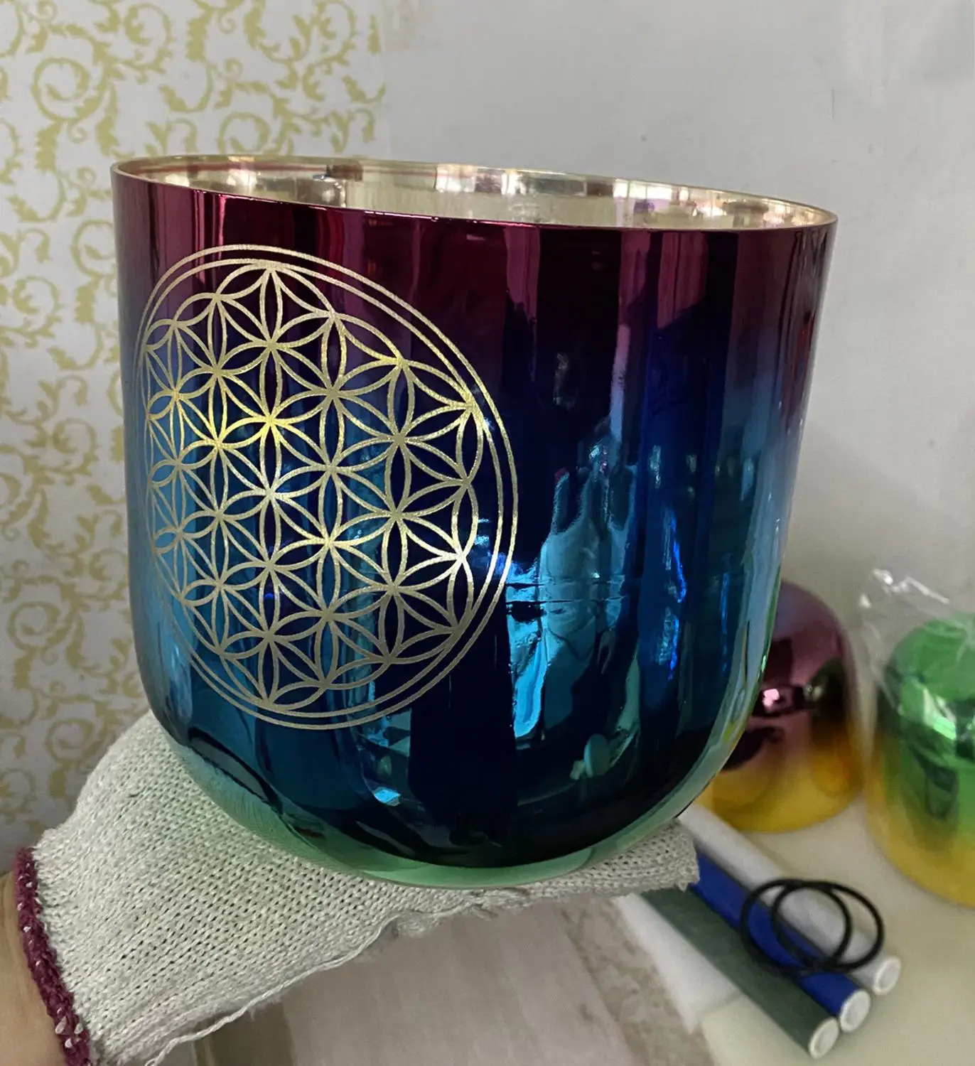 crystal singing bowl with 