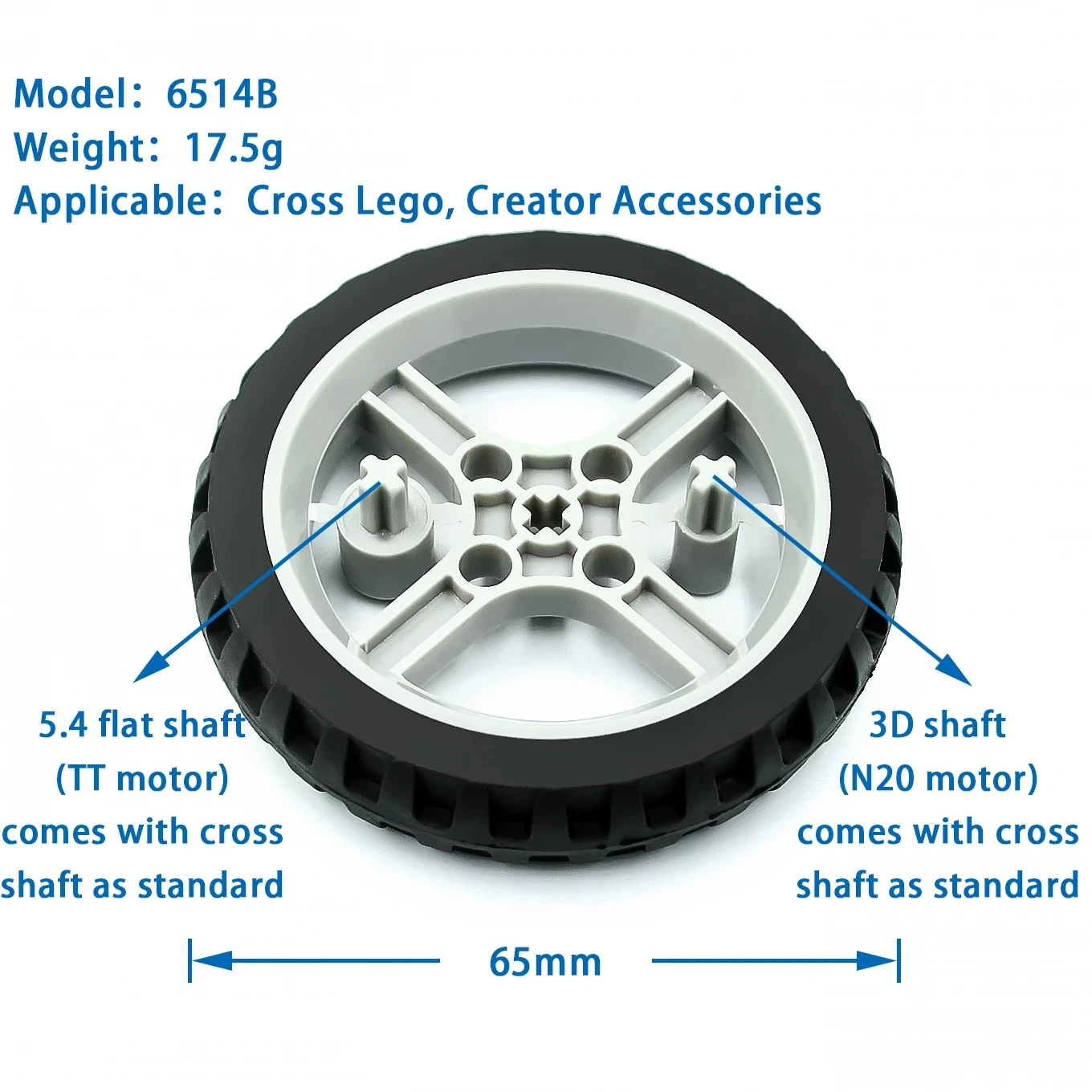 4PCS 6514 TT motor free wheel cross shaft robot smart car narrow wheel 65mm motor line patrol line