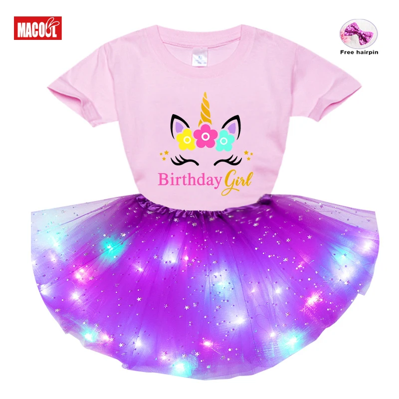 

Toddler Kids Girls Clothing Sets 2021 Summer Girls Clothes Unicorn Sequins Dress Outfit Kids Tracksuit Suit Children Clothing