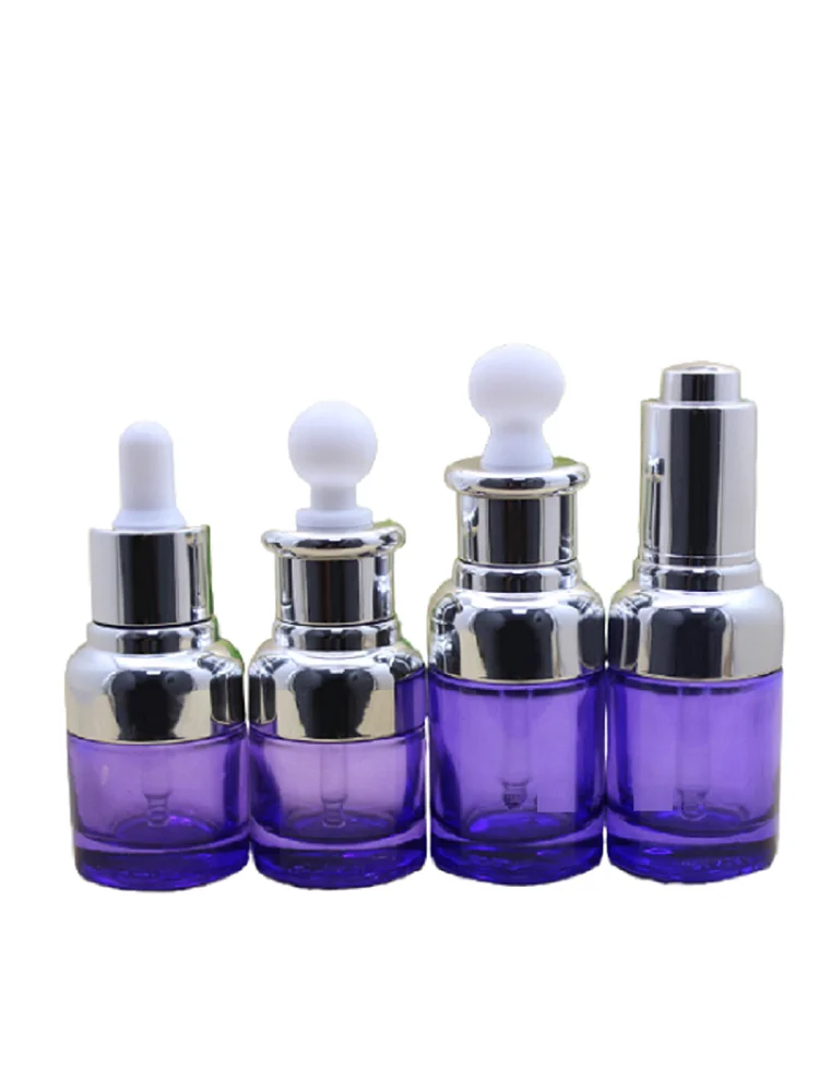 

10pcs Dropper Bottle Glass Packaging Purple Serum Aromatherapy Liquid Pipette 20ML Empty Essential Oil Press Dropper Bottles