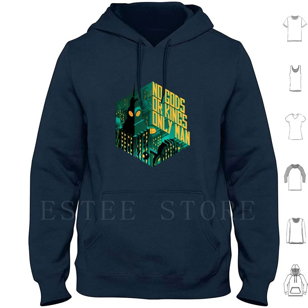 No Gods Or Kings, Only Man-Rapture Sweats à capuche à manches longues Bioshock Gaming Fanart Rapture Art Low Poly Retro Andrew