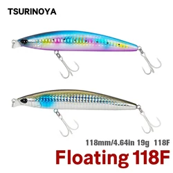 TSURINOYA-Shallow Range Floating Minnow, Long Casting Jerkbait, Saltwater Fishing, Big Hard Bait Wobbler, DW95 118F, 118mm, 19g