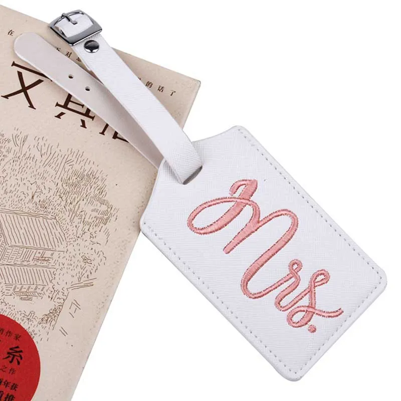 Mr&Mrs Embroidery Suitcase Luggage Tag Bag Pendant Travel Accessories Name ID Address Personalized VIP Invitation Label