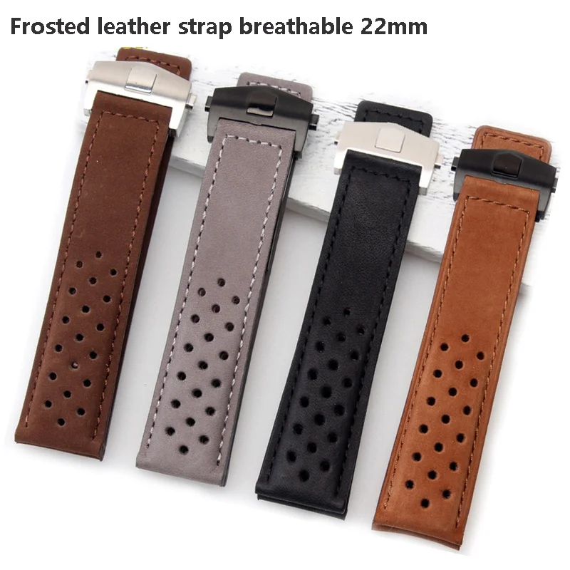 Leather watch band for TAG  heritage 6 Carrera Monaco frosted leather strap breathable 22mm mens watch strap