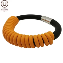 UKEBAY New Fashion Rubber Leather Bracelets Women Charm Bangles Gothic Jewelry Festival Accessories Hand Made Bracelet Chain