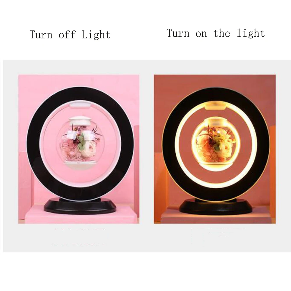 New Night Light Magnetic Levitation Immortal Floating Flower LED Desk Light Gift Box Rose Lantern Birthday Gift Tabe Lamp