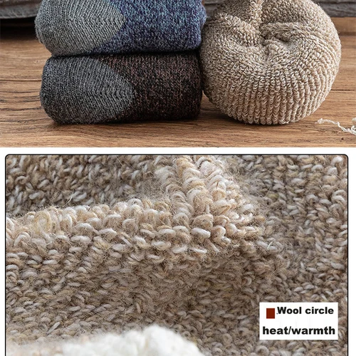 Imagen 2 del producto 5 par/lote calcetines de lana gruesos de invierno toalla de alta calidad para hombre calcetín de algodón para mantener el calor calcetines de regalo de Navidad para hombre térmico 38-45
