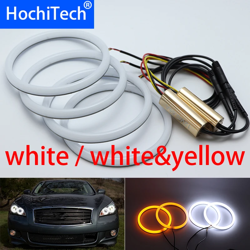 for Infiniti M Y51 M25L M35hL M35 M37 M56 Q70 2011-2014 White & yellow Cotton LED Angel eyes kit  ring Turn signal light