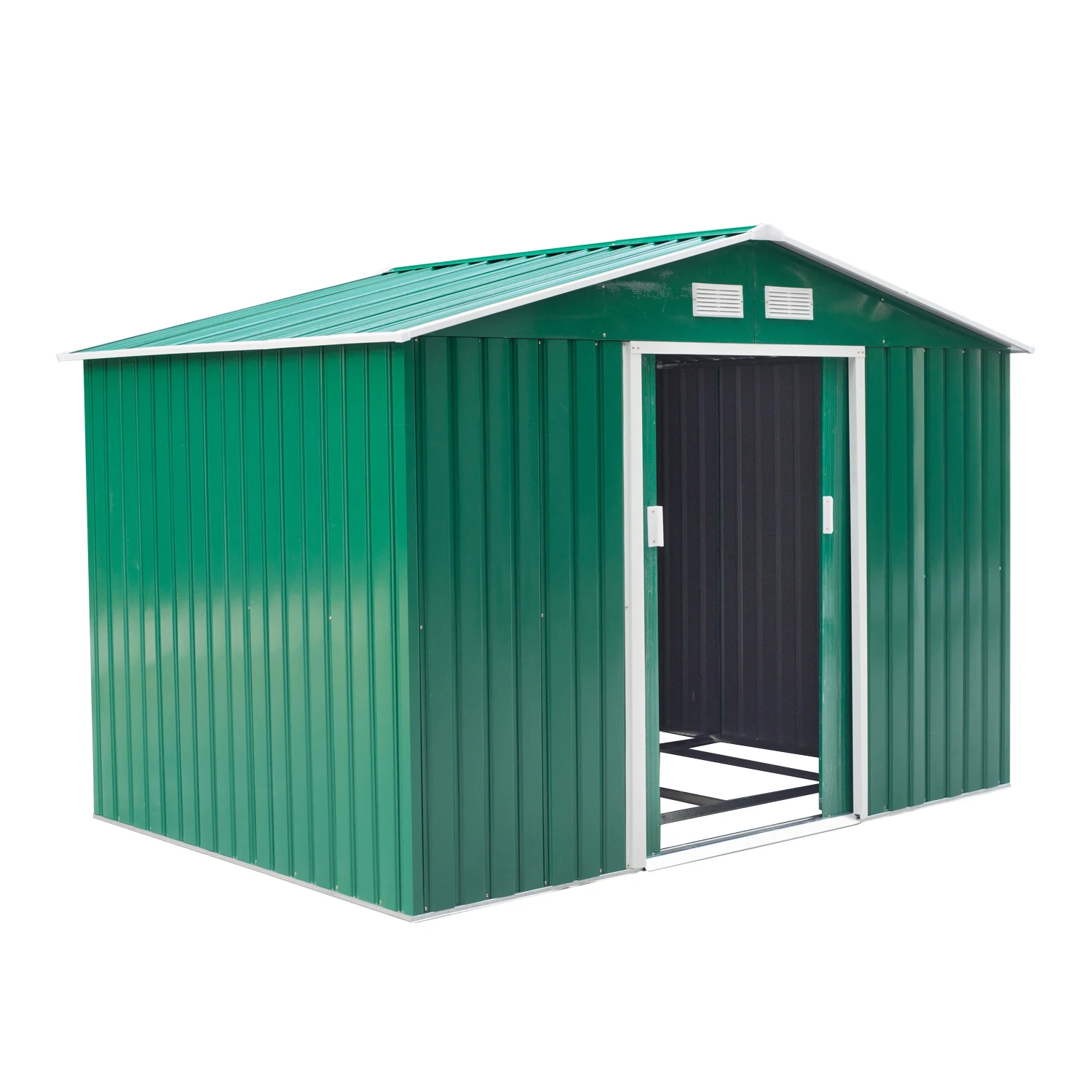 Outsunny Caseta de Jardin tipo Cobertizo Metalico para Almacenamiento de Herramientas 277x191x192cm Verde oscuro