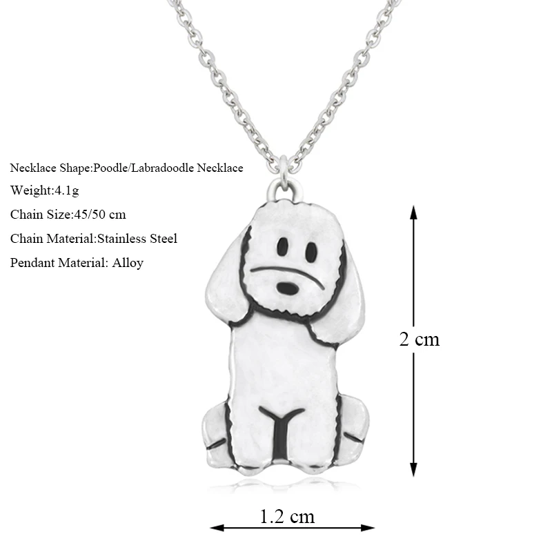 Poodle & Labradoodle Dog Puppy Pendant Necklace For Women Men Stainless Steel long Chain Dog Mom Lover Necklace Kids Jewelry