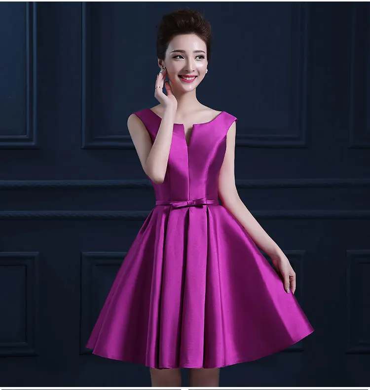 Robe De Soiree SSYFashion Đơn Giản Satin Tay A-line Ngắn Cocktail Dress Bride Đảng Gown Tuỳ Chỉnh Cộng Với Kích Thước Dresses Formal