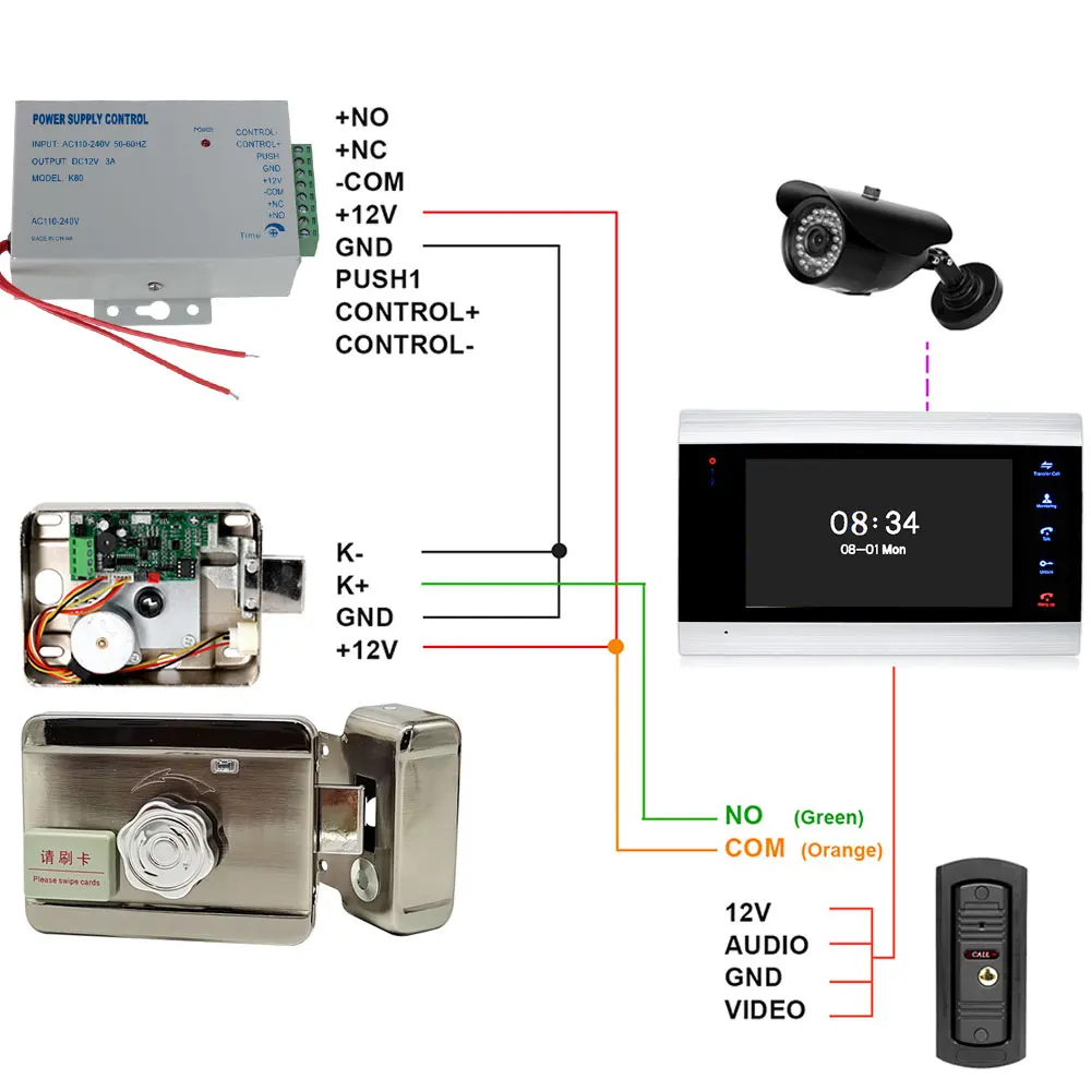 Imagem -05 - Vídeo Porteiro id Card Lock Fechadura Elétrica para Casa Apartamento Sistema de Controle Acesso Bloqueio Elétrico hd