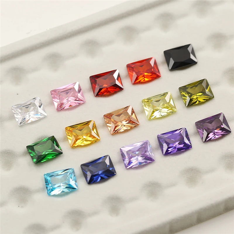 15 Colors/Lot AAAAA Rectangle Cubic Zirconia Stone 4x8~7x14mm Brilliant Cut Loose Synthetic Gems Beads For Jewelry DIY Making