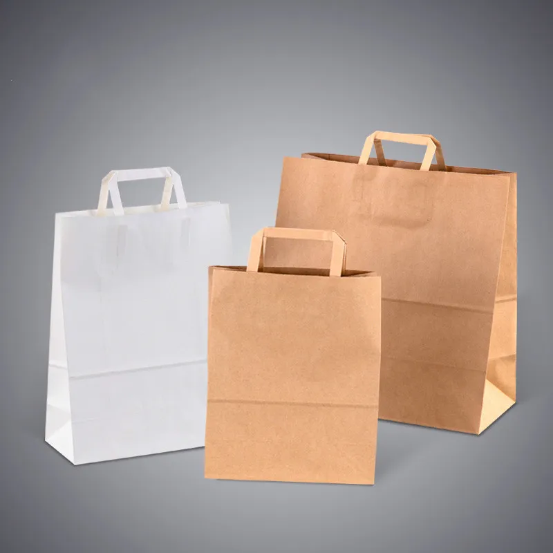 10pcs Kraft Paper Bags for Packing Braided Rope Clothes Handbag Wedding Christmas Party Supplies Gift Bags